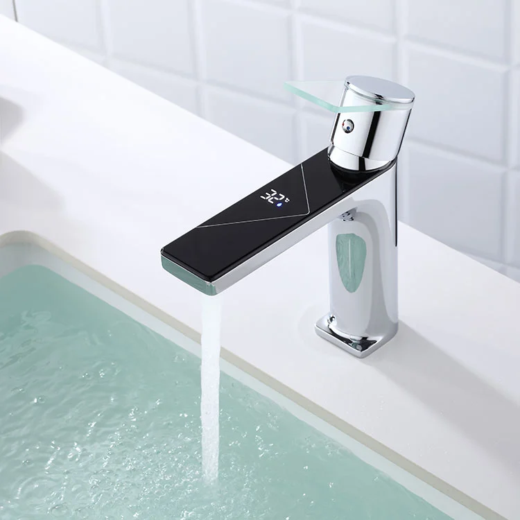 Messing Smart Temp Display Becken Wasserhahn