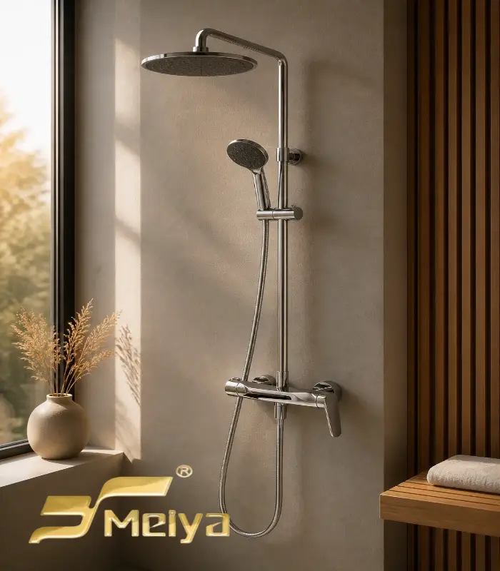 Modernes Regenduschset aus Chrom