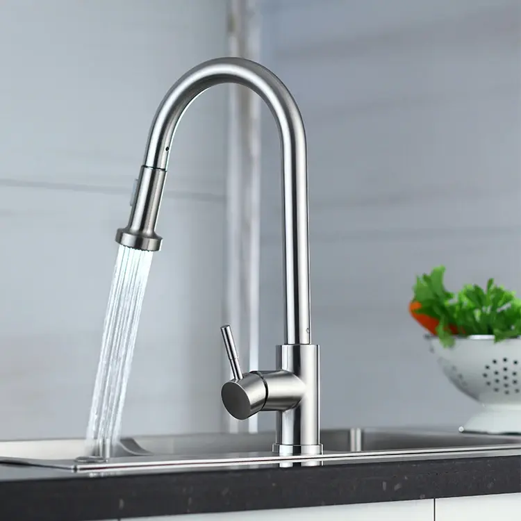 Edelstahl ausziehen Küche klopfen Wasserhahn